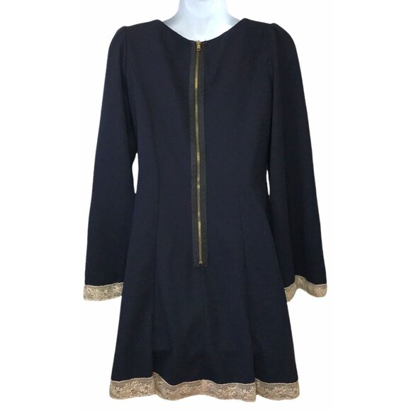 RIVER ISLAND Long Sleeve Dress Navy Blue EUR 38 US 10 Puff Bell Sleeves - Picture 2 of 6